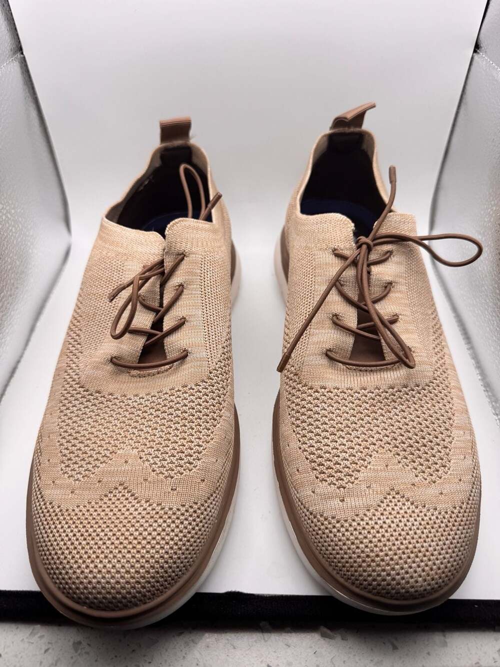 Kenneth Cole Reaction Men's Brent Flex Wingtip Knit Oxford Tan